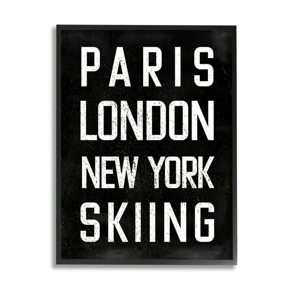 Stupell Industries Worldwide Skiing Winter Sports Graphic Art Black Framed Art Print Wall Art, Design by Valerie Weiners