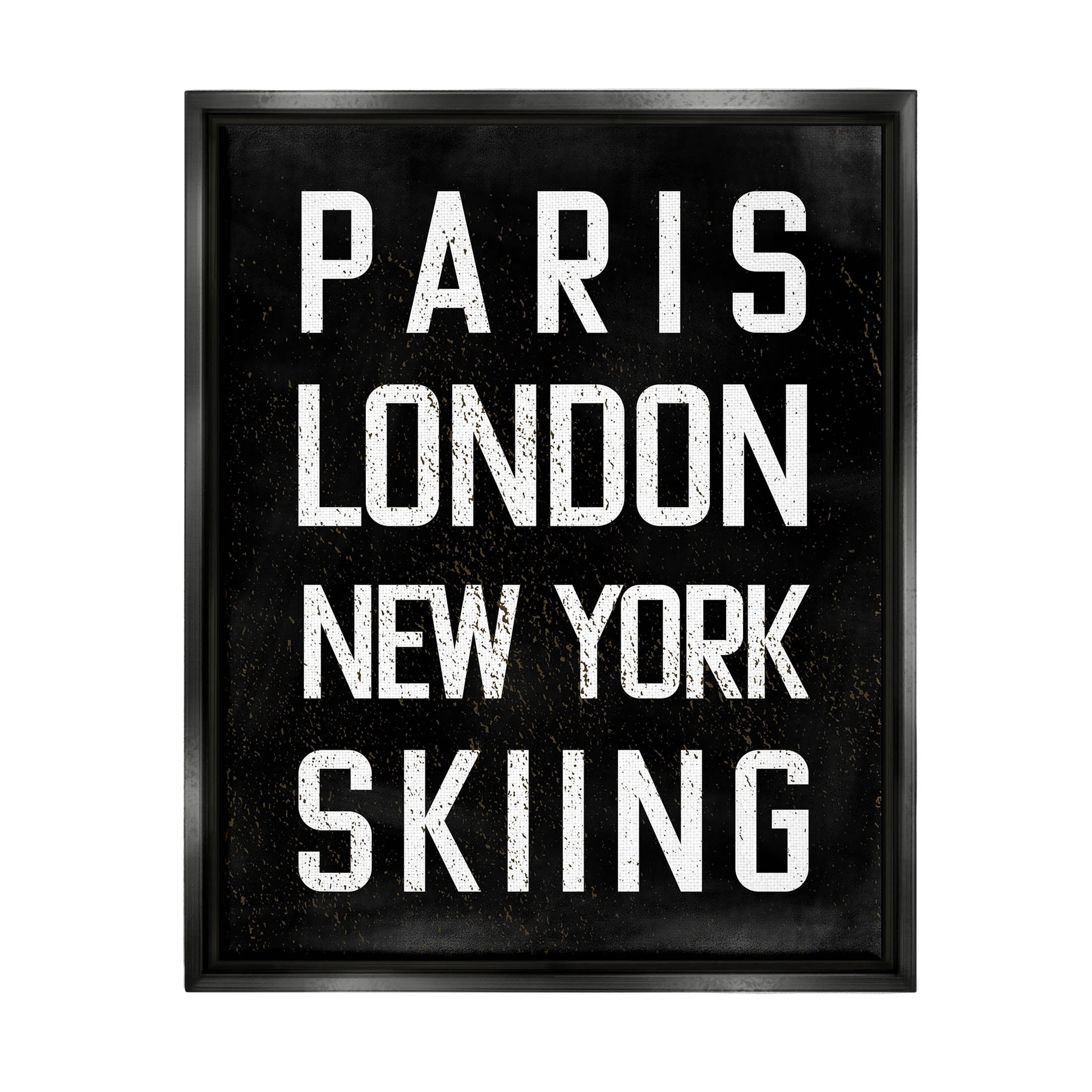 Stupell Industries Worldwide Skiing Winter Sports Graphic Art Jet Black Floating Framed Canvas Print Wall Art, Design by Valerie Weiners