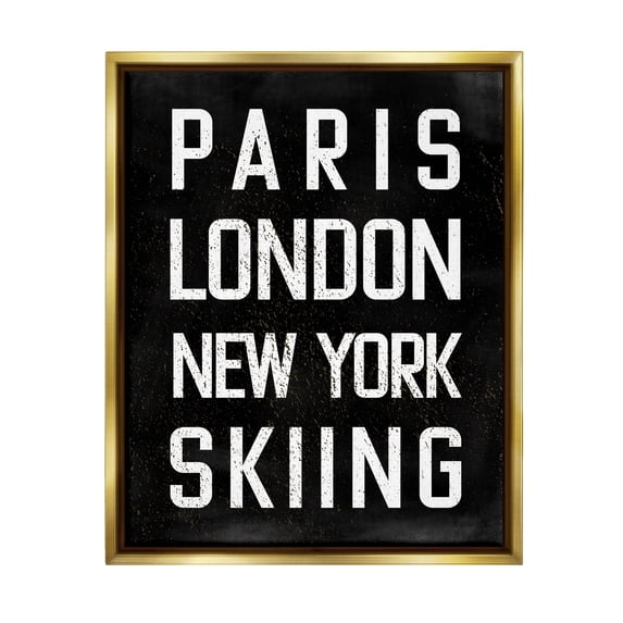 Stupell Industries Worldwide Skiing Winter Sports Graphic Art Metallic Gold Floating Framed Canvas Print Wall Art, Design by Valerie Weiners
