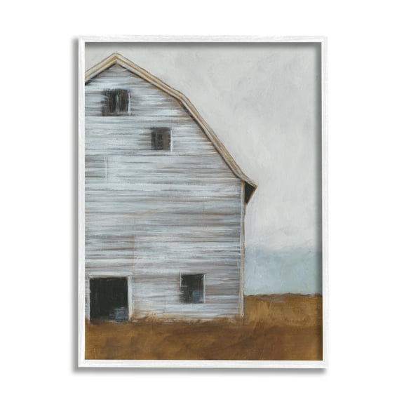 Stupell Industries Worn Old Barn Farm Painted Paintings White Framed Art Print Wall Art, 11x14, by Ethan Harper