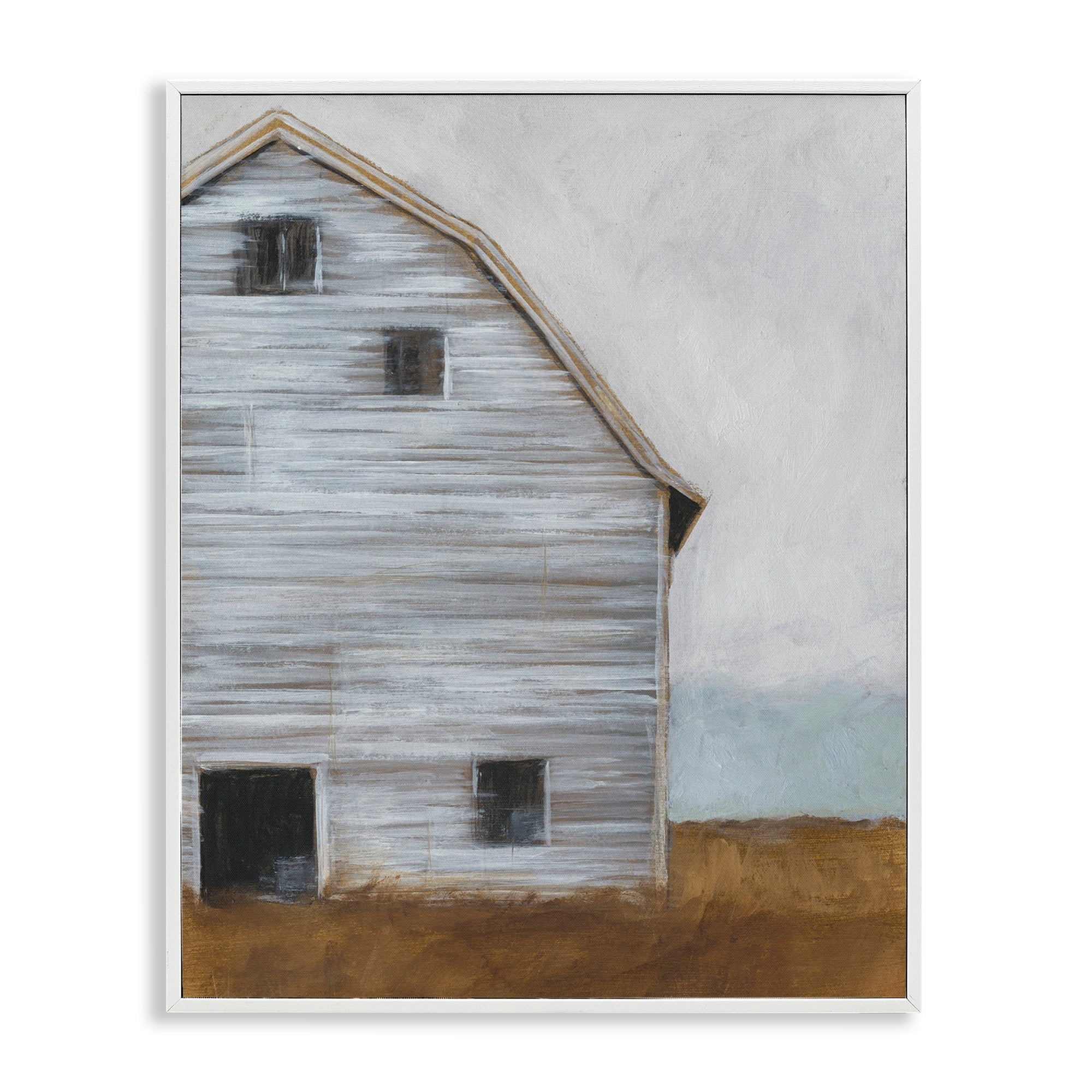 Stupell Industries Worn Old Barn Farm Painted Paintings White Framed Art Print Wall Art, 24x30, by Ethan Harper