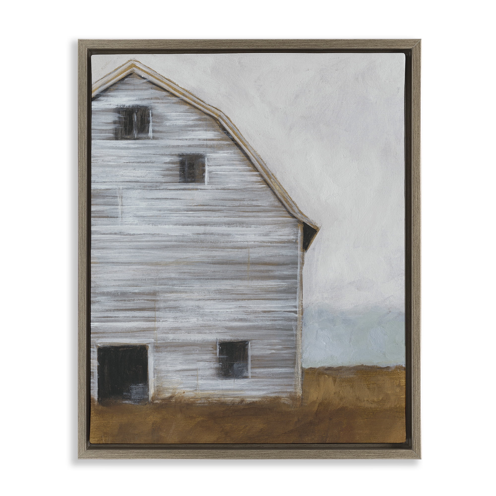Stupell Industries Worn Old Barn Farmhouse Travel & Places Painting Brown Floater Framed Canvas Art Print Wall Art, 25 x 31
