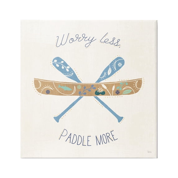 Stupell Industries Worry Less Paddle More Canoe Boat Typography Graphic Art Gallery Wrapped Canvas Print Wall Art, Design by Veronique Charron