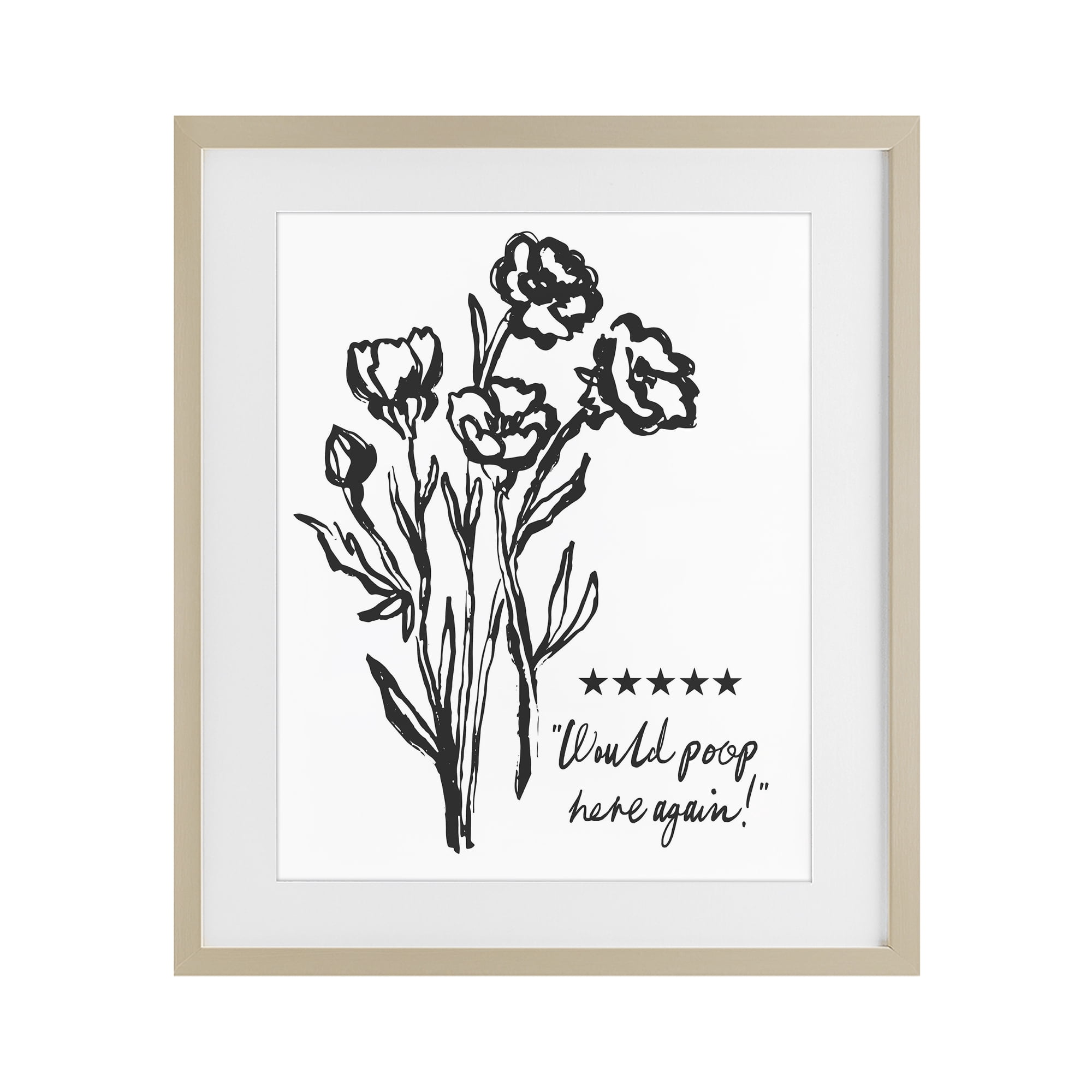 Stupell Industries Would Poop Here Again Birch Framed Print Under Glass, design by Lettered and Lined
