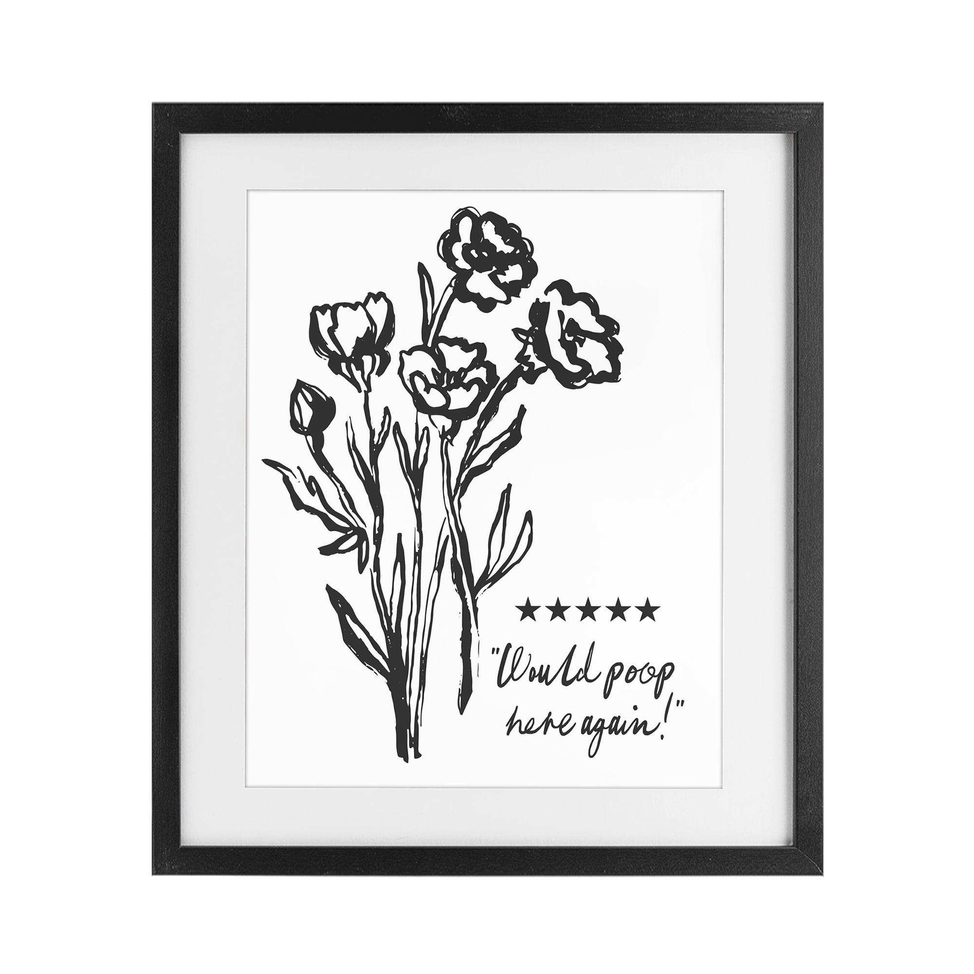 Stupell Industries Would Poop Here Again Black Framed Print Under Glass, design by Lettered and Lined