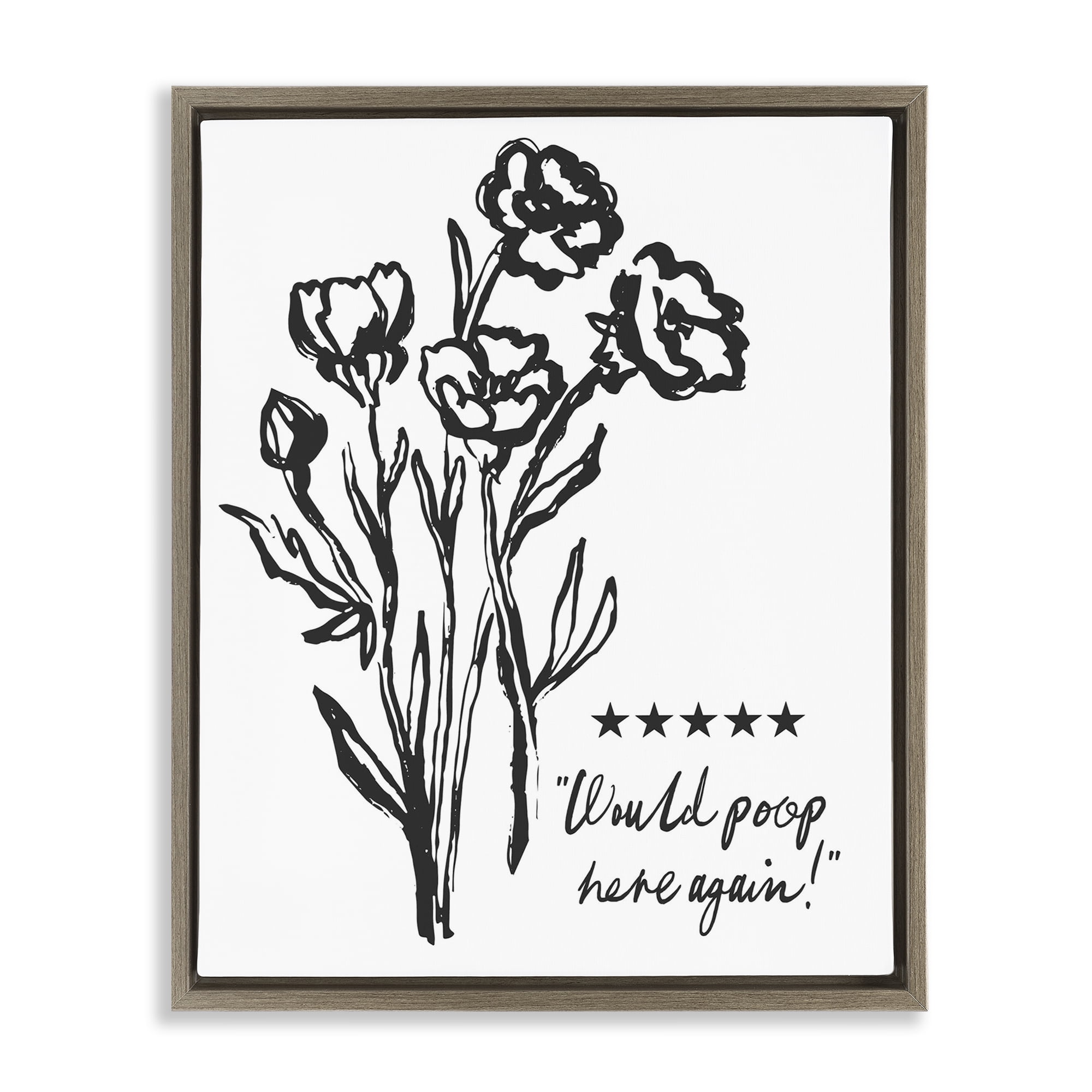 Stupell Industries Would Poop Here Again Brown Framed Floater Canvas Wall Art, design by Lettered and Lined