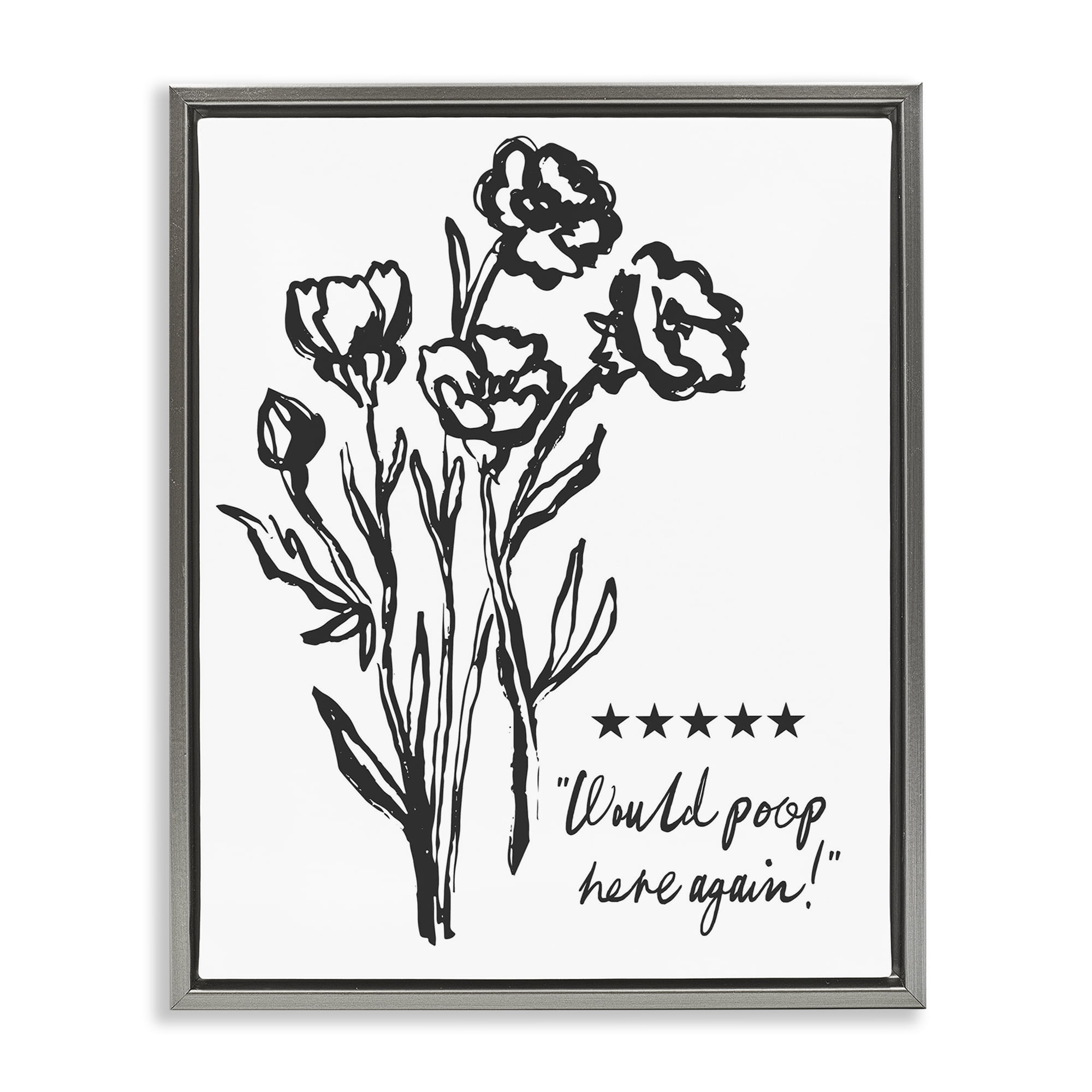 Stupell Industries Would Poop Here Again Gray Framed Floater Canvas Wall Art, design by Lettered and Lined