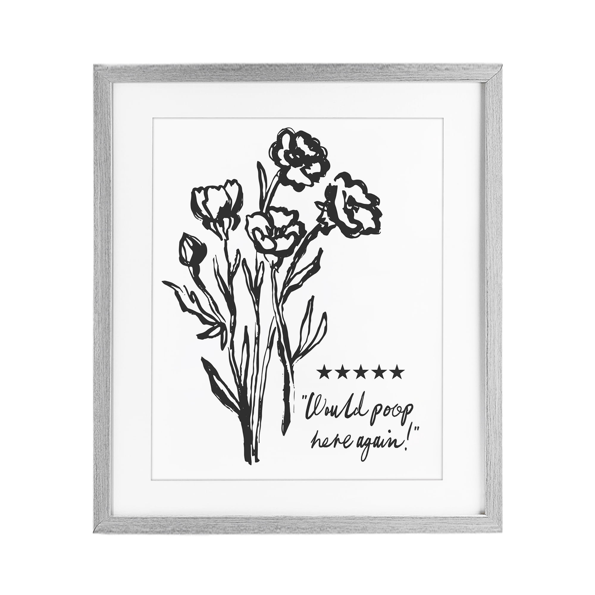Stupell Industries Would Poop Here Again Gray Framed Print Under Glass, design by Lettered and Lined