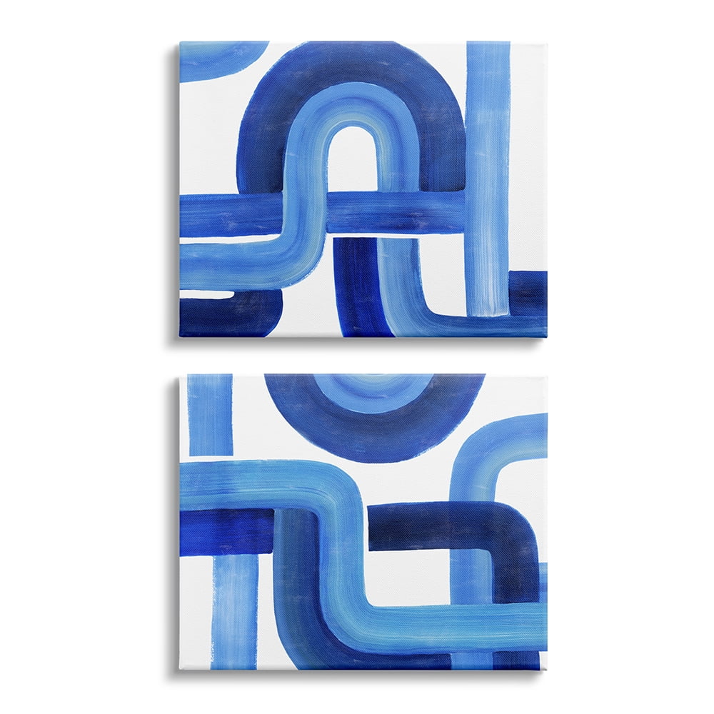 Stupell Industries Woven Blue Lines Geometric Color Abstraction Canvas Wall Art by Grace Popp