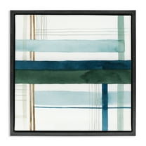 Stupell Industries Woven Green Hue Pattern Abstract Painting Black Floater Framed Canvas Art Print Wall Art, 18 x 18