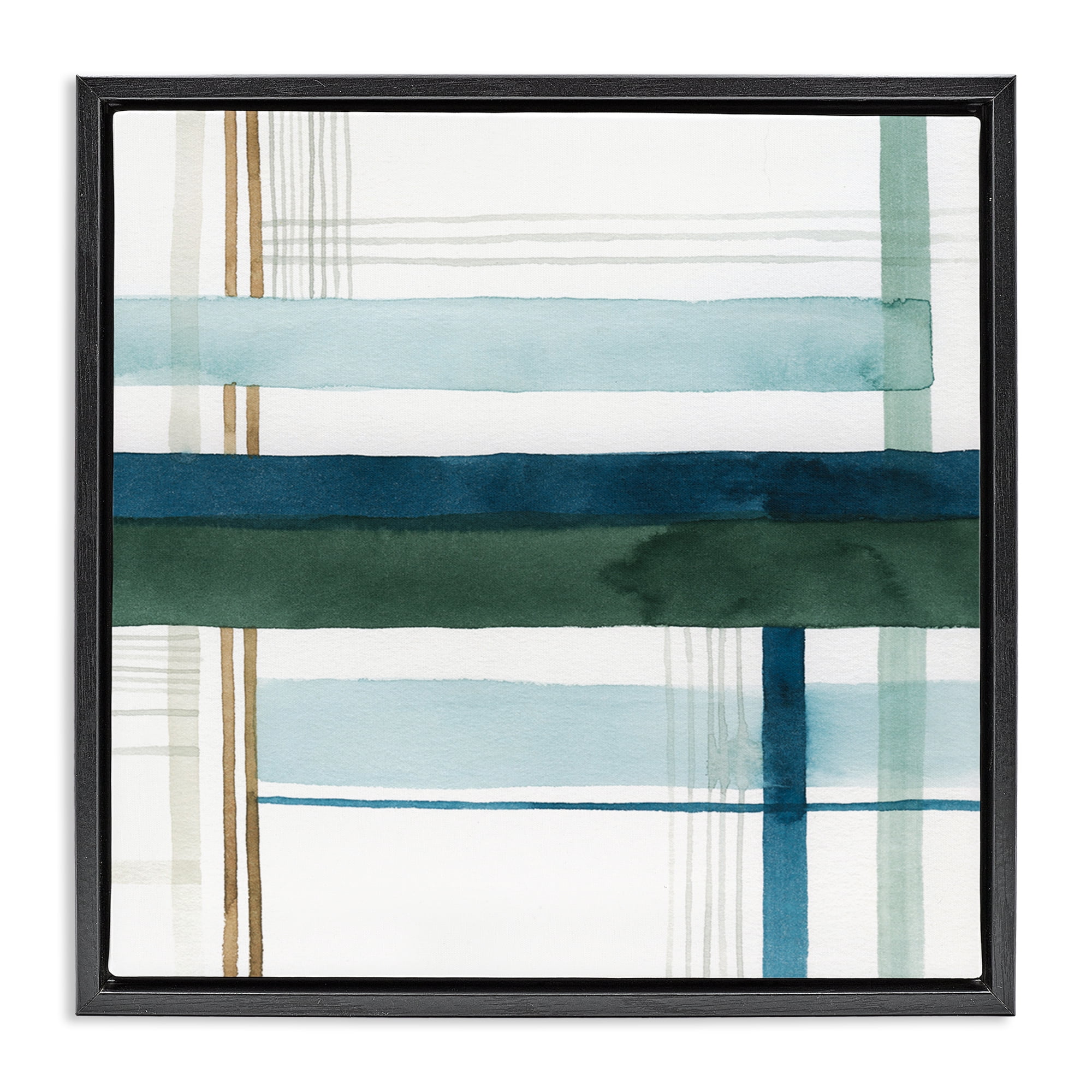 Stupell Industries Woven Green Hue Pattern Abstract Painting Black Floater Framed Canvas Art Print Wall Art, 25 x 25