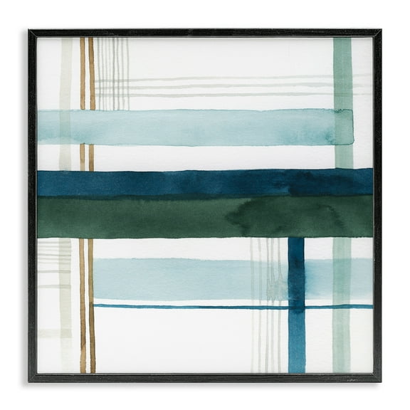 Stupell Industries Woven Green Hue Pattern Abstract Painting Black Framed Art Print Wall Art, 12 x 12