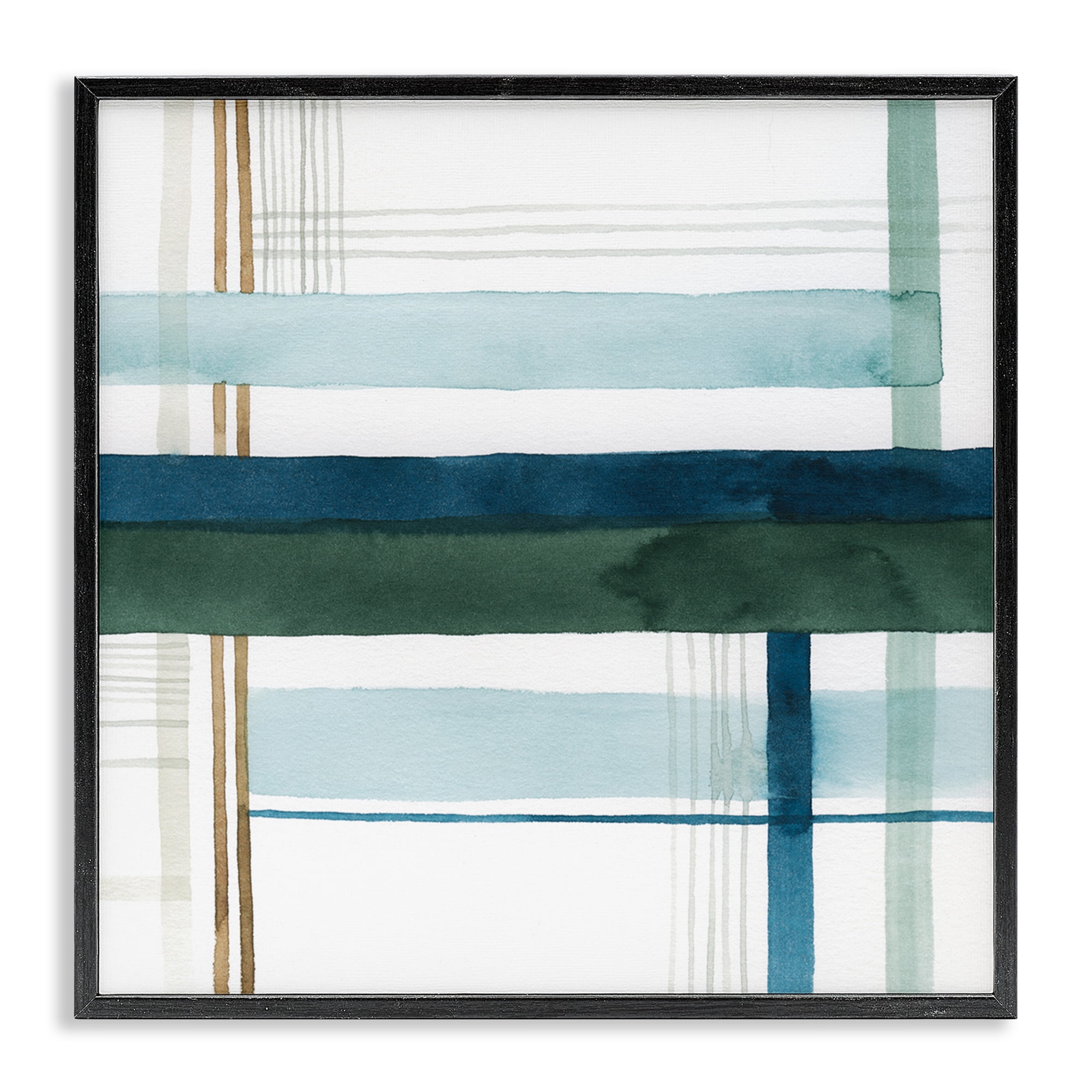 Stupell Industries Woven Green Hue Pattern Abstract Painting Black Framed Art Print Wall Art, 24 x 24