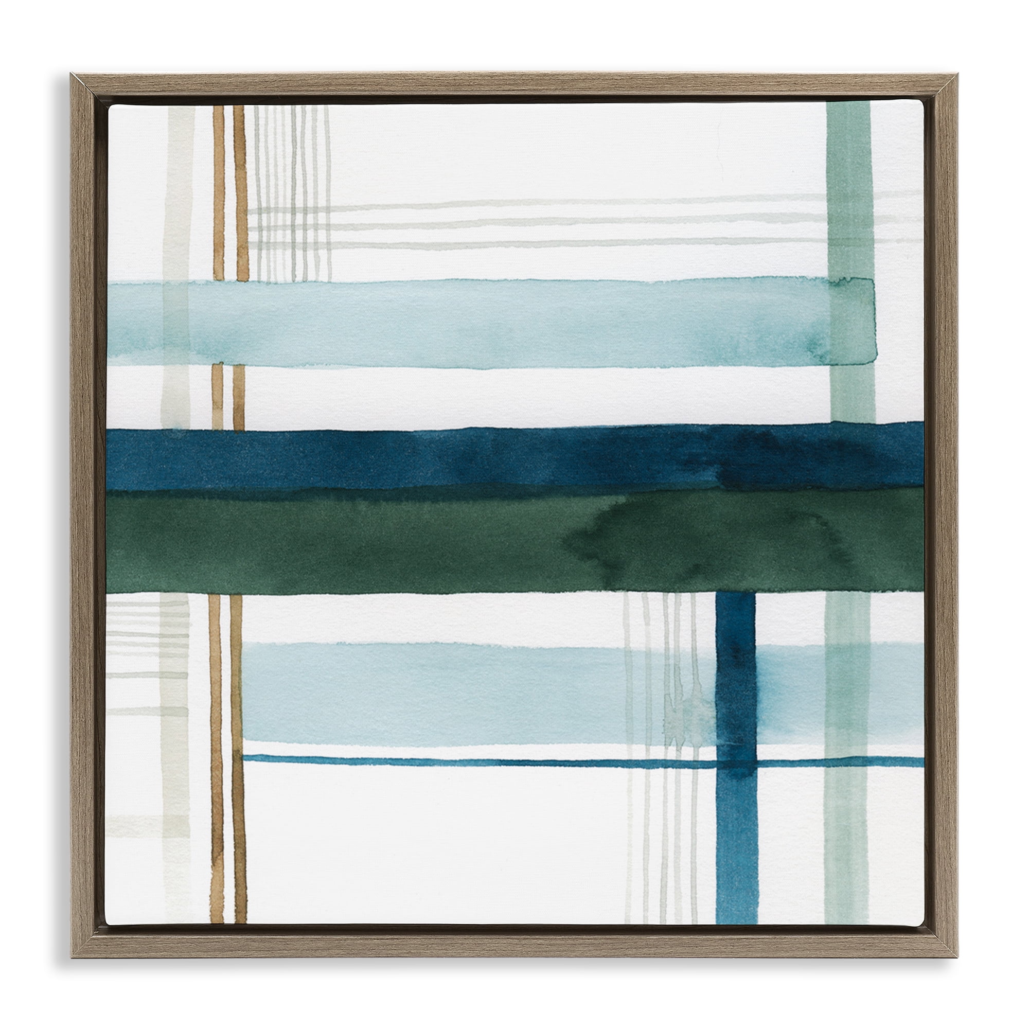 Stupell Industries Woven Green Hue Pattern Abstract Painting Brown Floater Framed Canvas Art Print Wall Art, 25 x 25