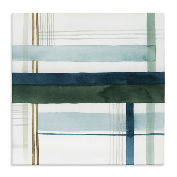 Stupell Industries Woven Green Hue Pattern Abstract Painting Gallery Wrapped Canvas Art Print Wall Art, 17 x 17