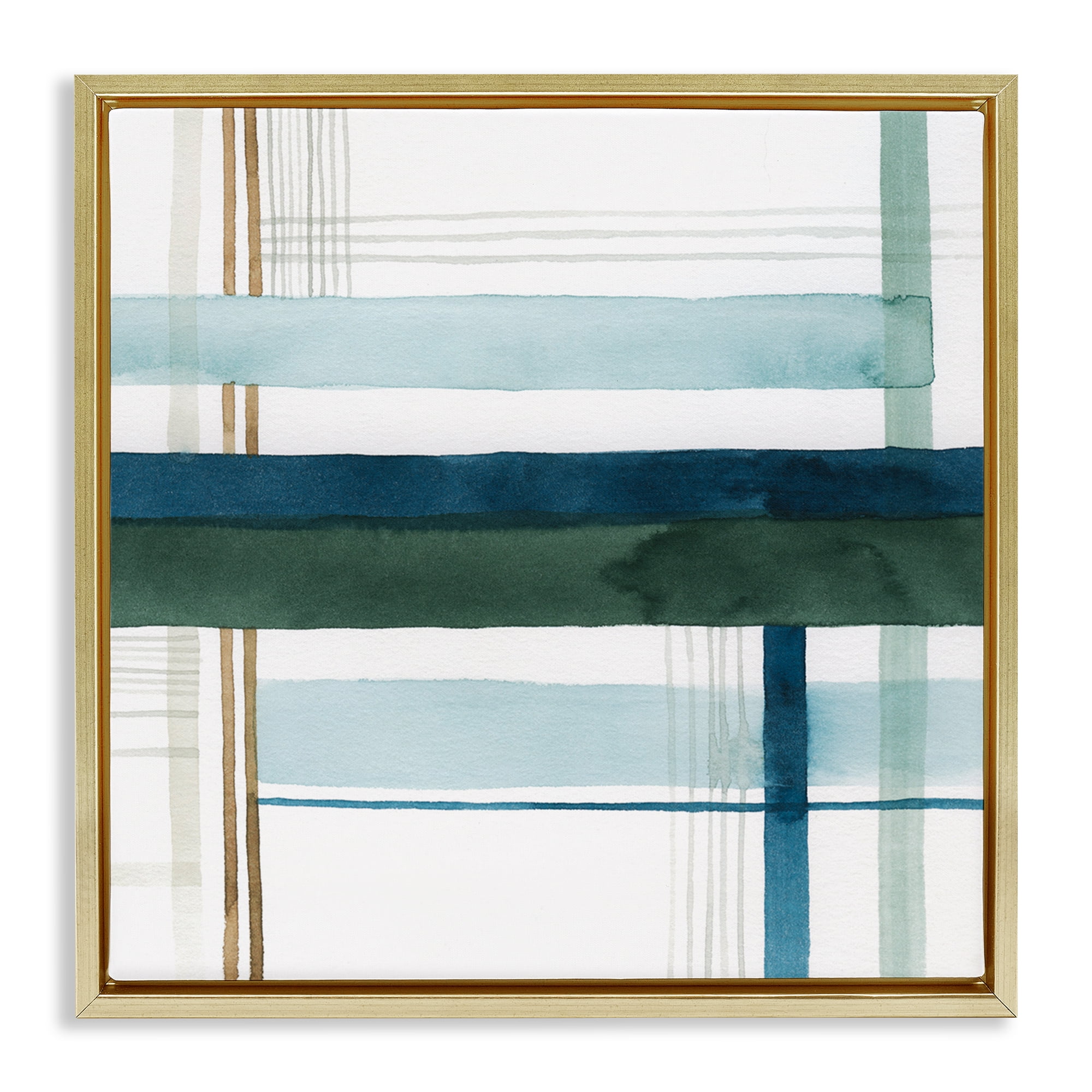 Stupell Industries Woven Green Hue Pattern Abstract Painting Gold Floater Framed Canvas Art Print Wall Art, 25 x 25