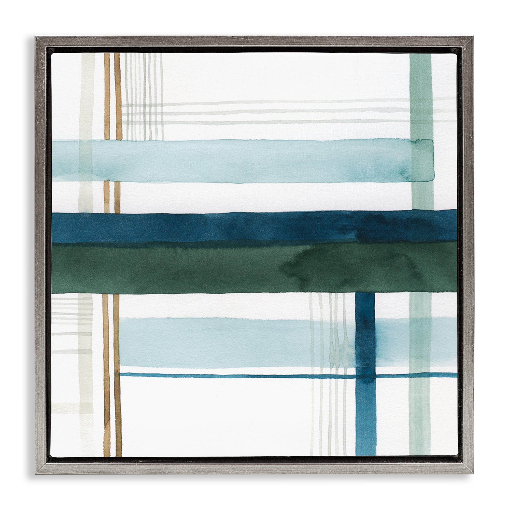 Stupell Industries Woven Green Hue Pattern Abstract Painting Gray Floater Framed Canvas Art Print Wall Art, 18 x 18