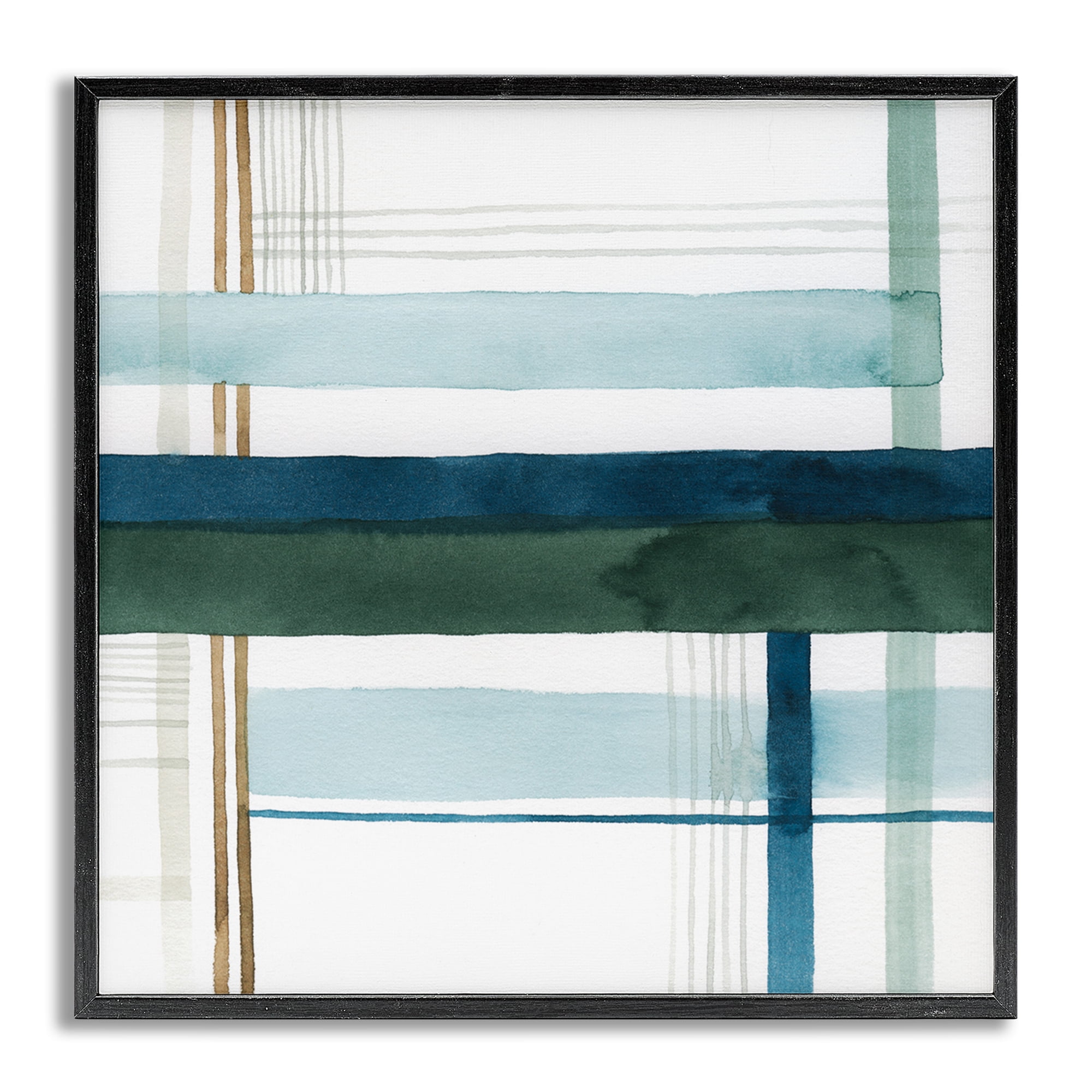 Stupell Industries Woven Green Hue Pattern Abstract Painting Gray Framed Art Print Wall Art, 12 x 12