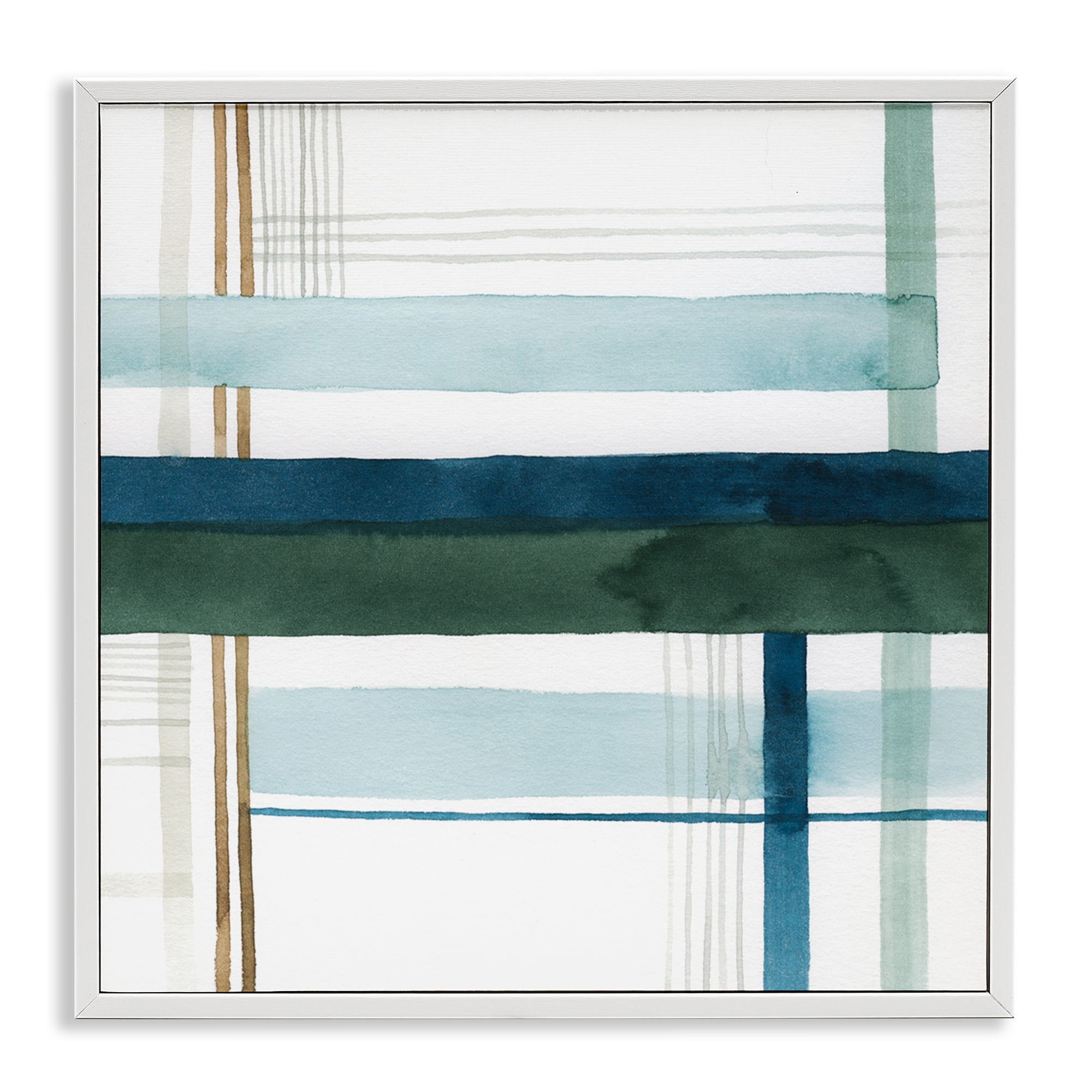 Stupell Industries Woven Green Hue Pattern Abstract Painting White Framed Art Print Wall Art, 12 x 12