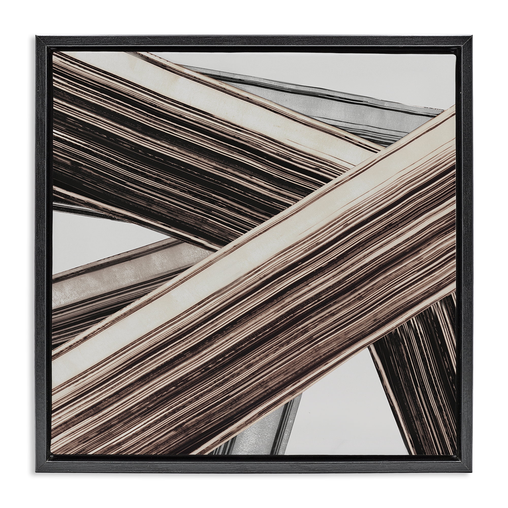 Stupell Industries Woven Lines Composition Abstract Painting Black Floater Framed Canvas Art Print Wall Art, 25 x 25