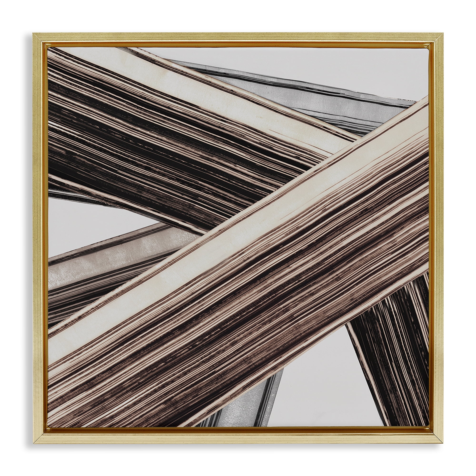 Stupell Industries Woven Lines Composition Abstract Painting Gold Floater Framed Canvas Art Print Wall Art, 25 x 25