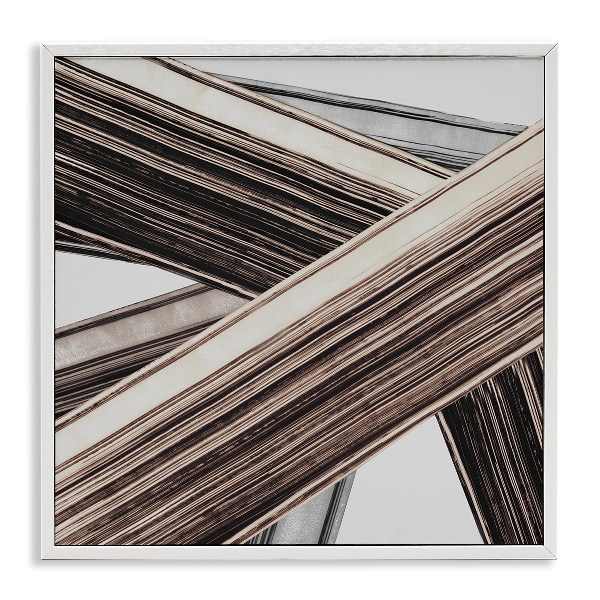 Stupell Industries Woven Lines Composition Abstract Painting White Framed Art Print Wall Art, 17 x 17