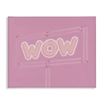 Stupell Industries Wow Neon Lights Style Text & Numbers Painting Wrapped Canvas Art Print Wall Art, 20 x 16