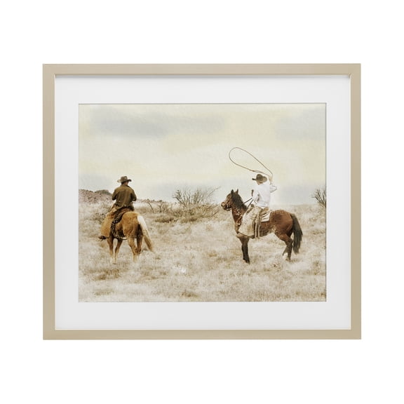 Stupell Industries Wrangling Cowboys Western Pair Birch Framed Print Under Glass design by Marcus Prime, 13 x 16