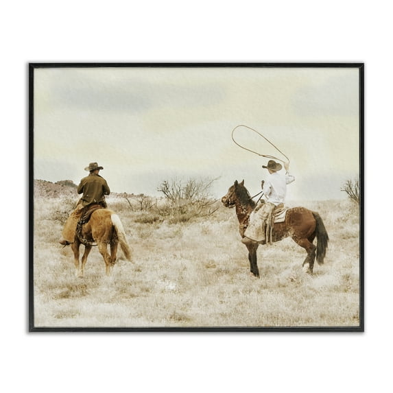 Stupell Industries Wrangling Cowboys Western Pair Black Framed Giclee Art design by Marcus Prime, 16 x 20