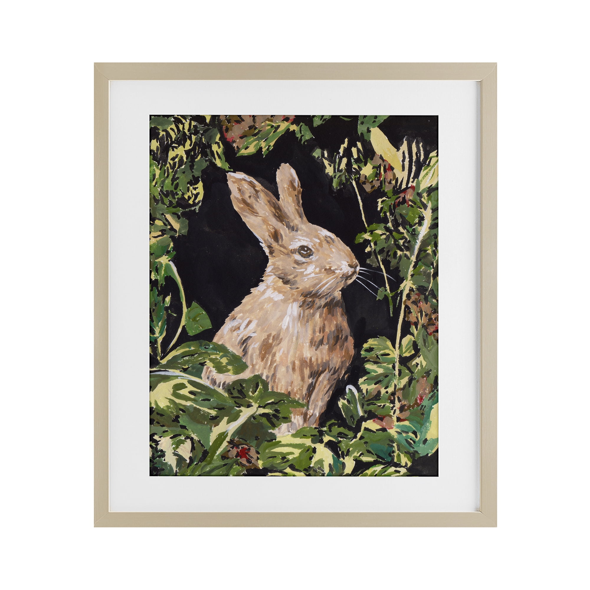 Stupell Industries Wreathed Botanicals Rabbit Birch Framed Print Under Glass, design by Melissa Wang