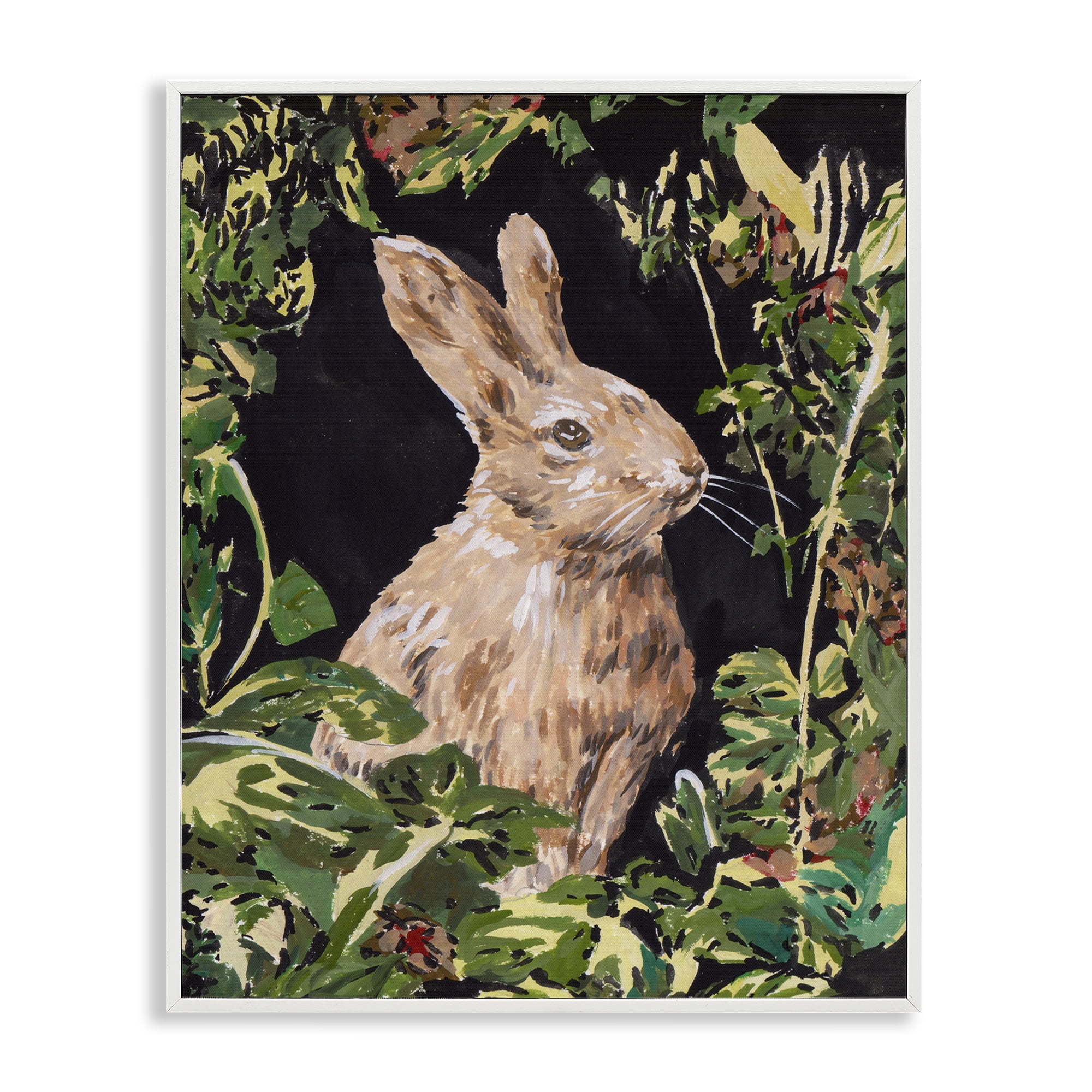 Stupell Industries Wreathed Botanicals Rabbit White Framed Giclee Art, design by Melissa Wang