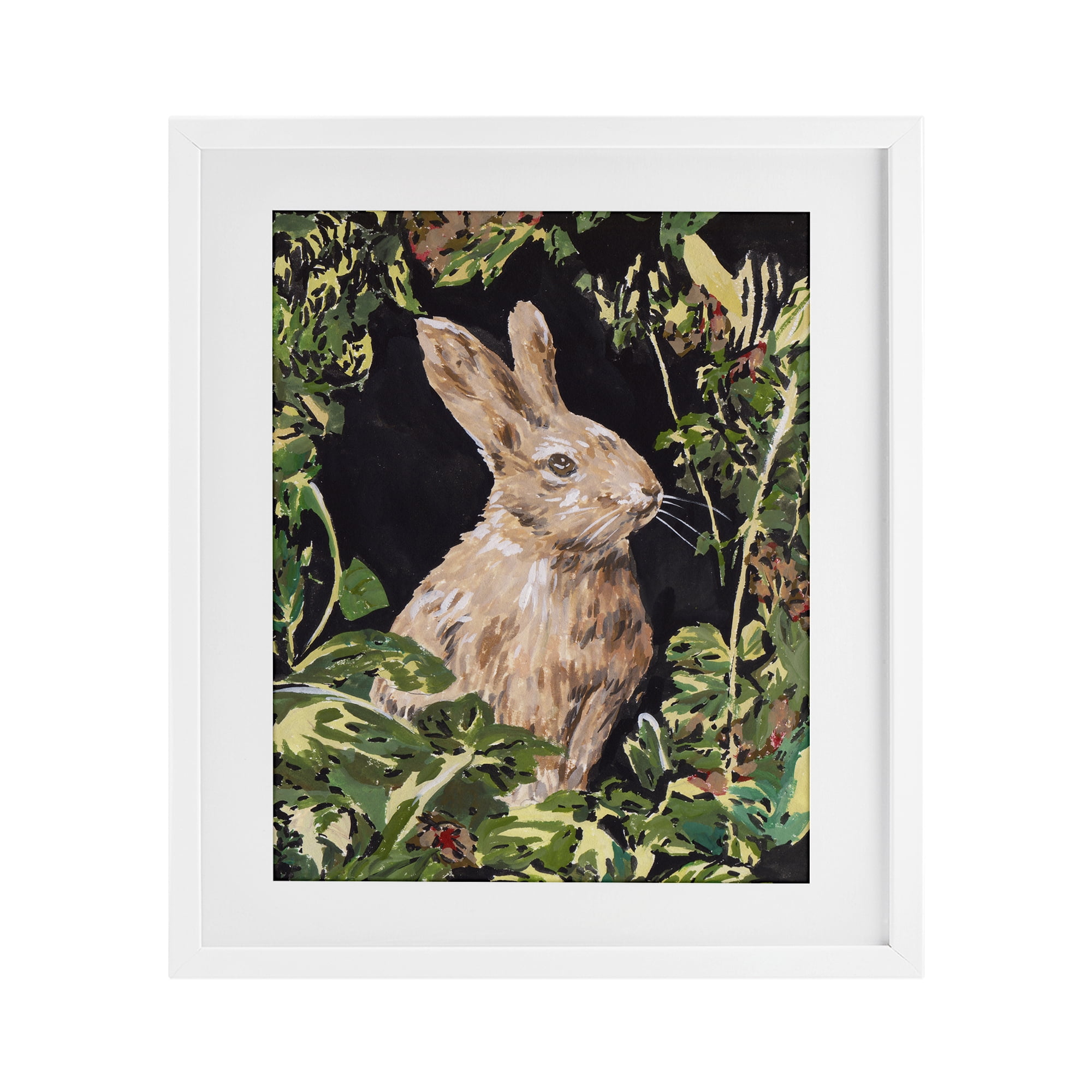 Stupell Industries Wreathed Botanicals Rabbit White Framed Print Under Glass, design by Melissa Wang