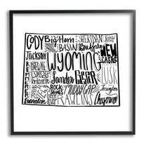 Stupell Industries Wyoming Cities Typography Map Graphic Art Black Framed Art Print Wall Art, Design by The Saturday Evening Post