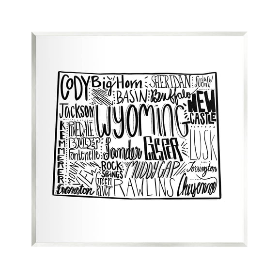 Stupell Industries Wyoming Cities Typography Map Graphic Art Unframed Art Print Wall Art, Design by The Saturday Evening Post