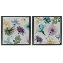 Stupell Industries X-Ray Floral Collage Plants & Flowers Painting Black Floater Framed Canvas Art Print Wall Art, 18 x 18, Set of 2