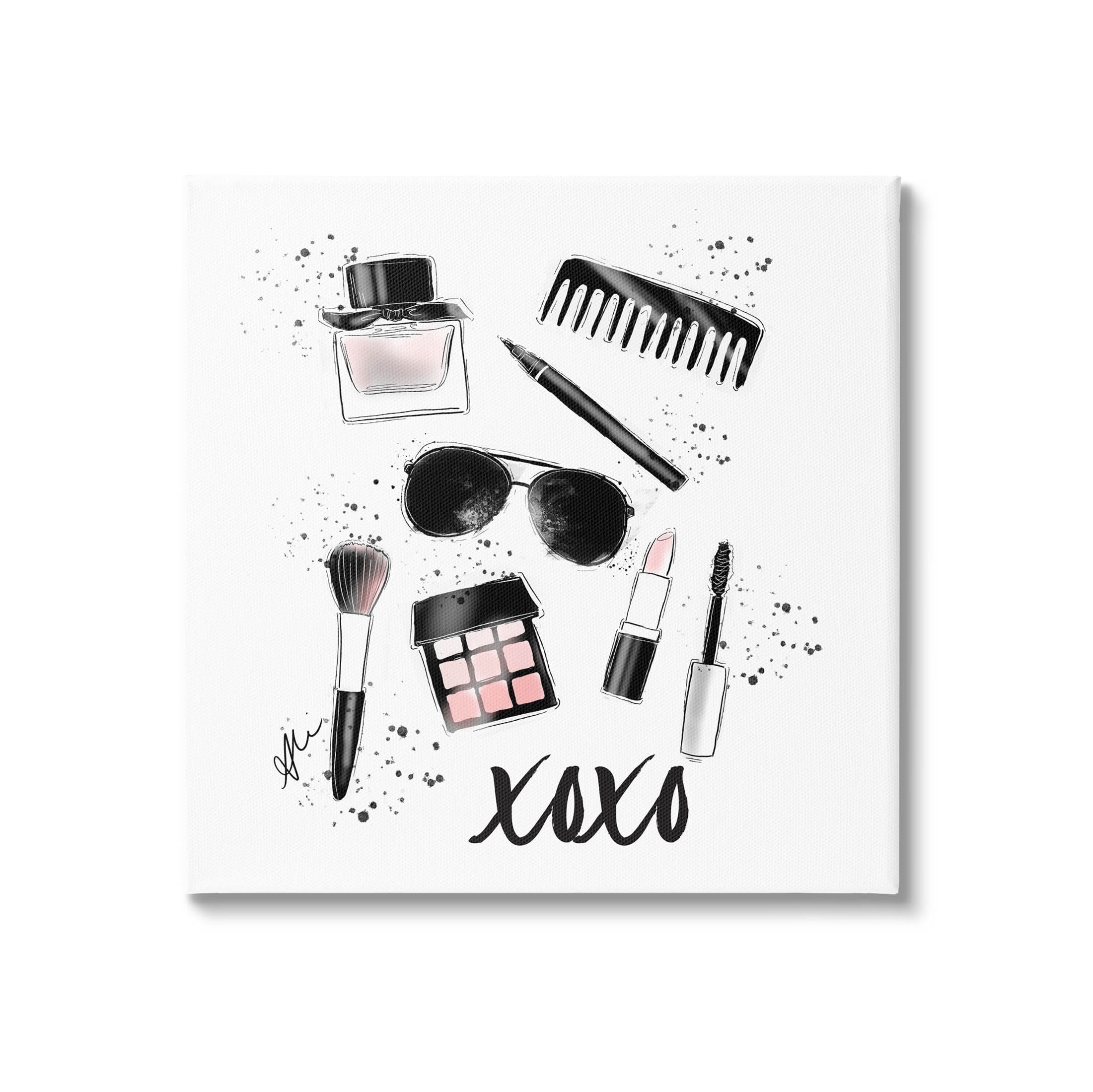Stupell Industries XOXO Glam Cosmetics Makeup Graphic Art Gallery Wrapped Canvas Print Wall Art, Design by Alison Petrie
