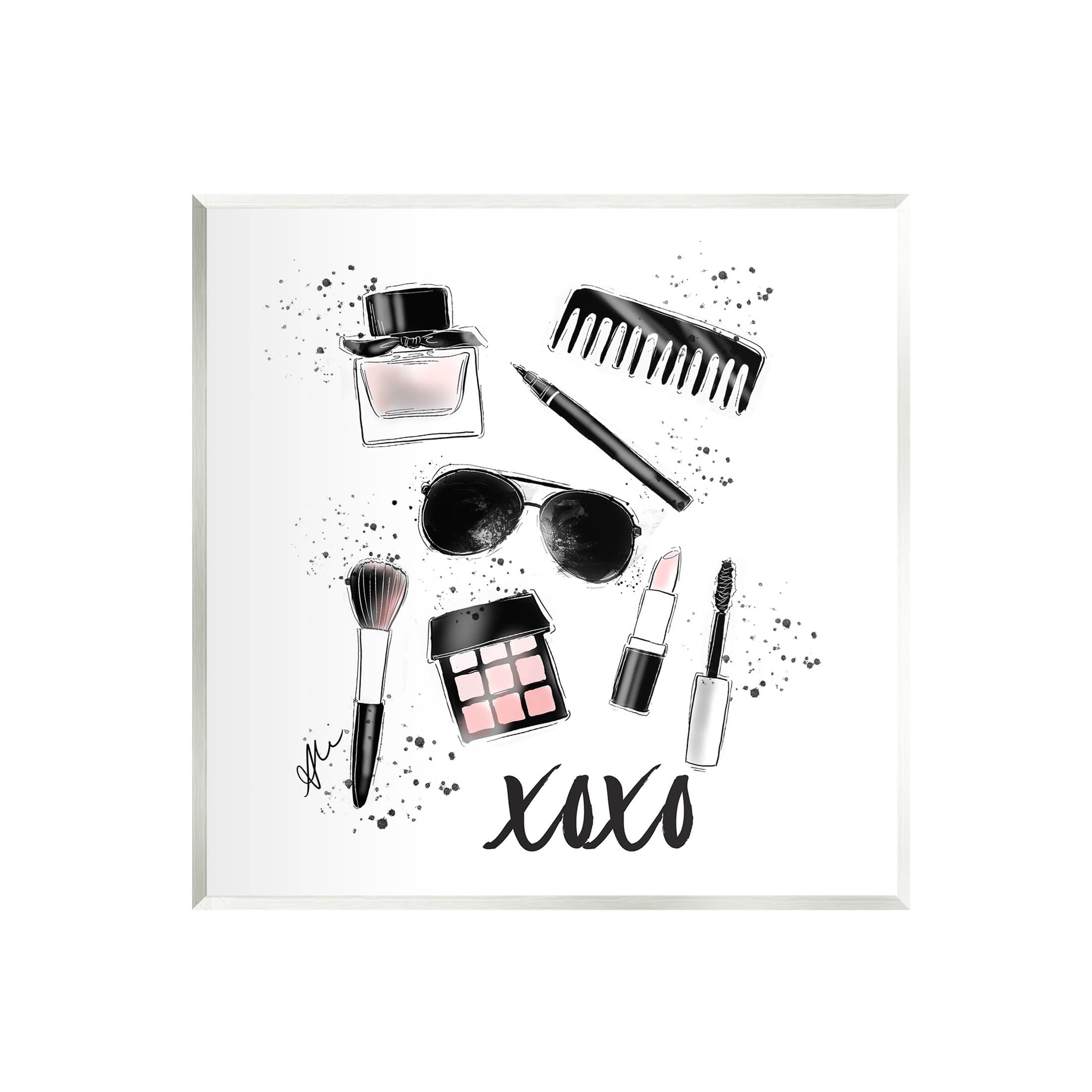 Stupell Industries XOXO Glam Cosmetics Makeup Graphic Art Unframed Art Print Wall Art, Design by Alison Petrie