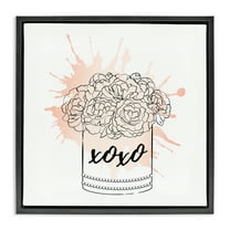 Stupell Industries XOXO Pastel Flowers Botanical & Floral Painting Black Floater Framed Art Print Wall Art, 18 x 18