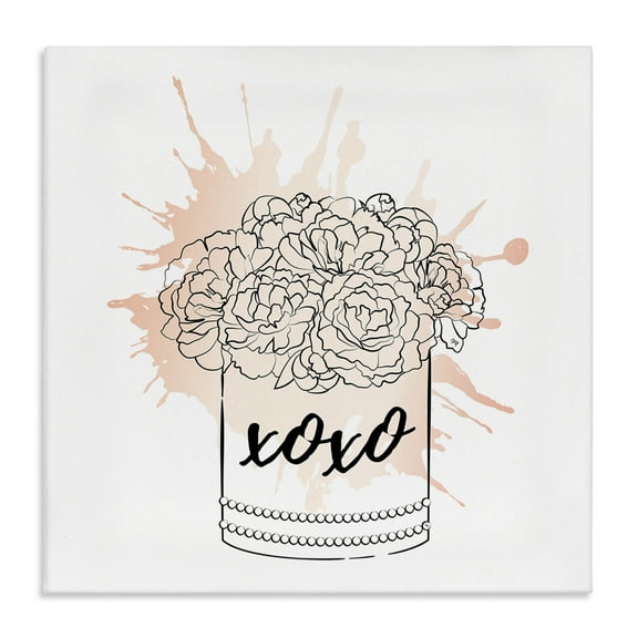 Stupell Industries XOXO Pastel Flowers Botanical & Floral Painting Gallery Wrapped Canvas Art Print Wall Art, 17 x 17