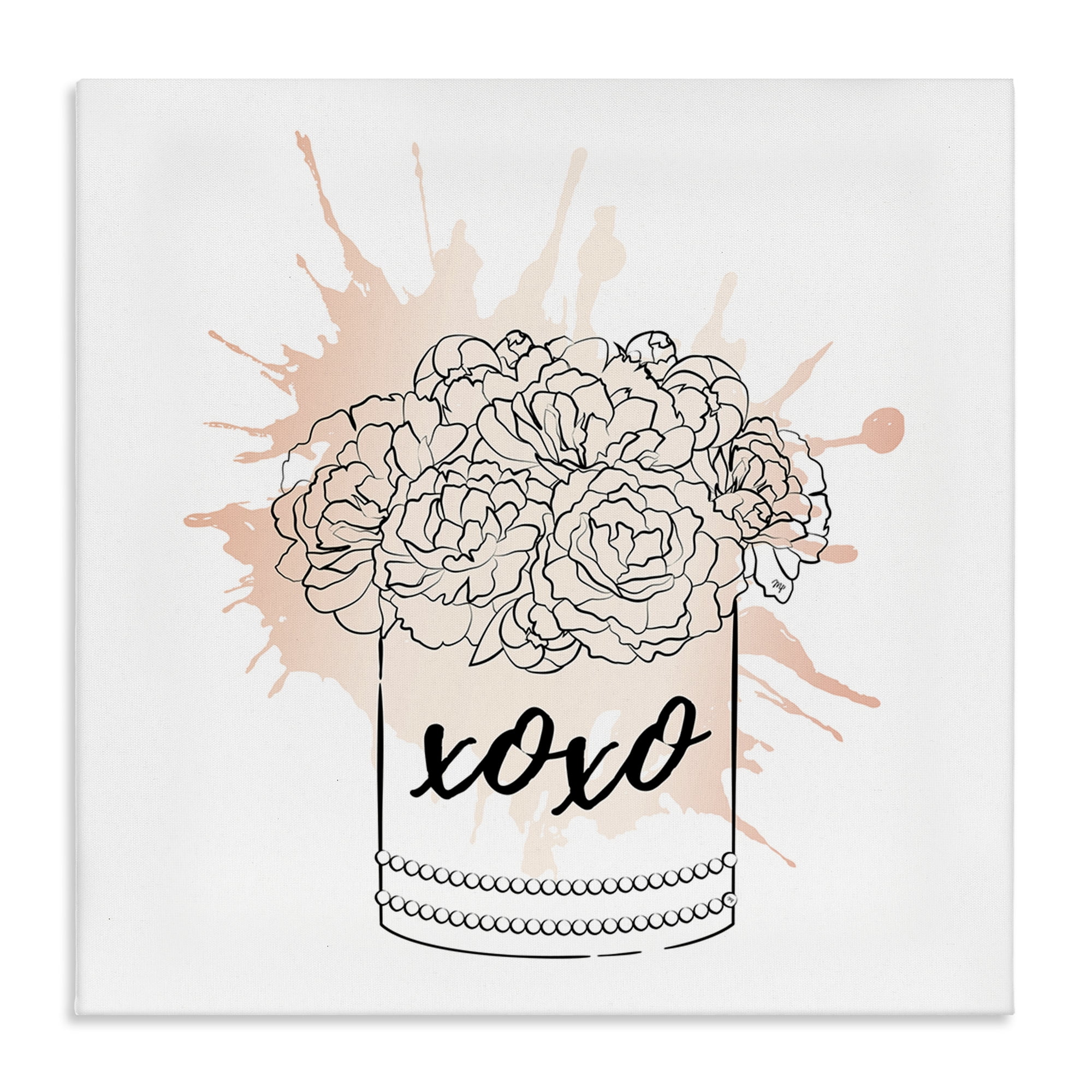Stupell Industries XOXO Pastel Flowers Botanical & Floral Painting Gallery Wrapped Canvas Art Print Wall Art, 36 x 36