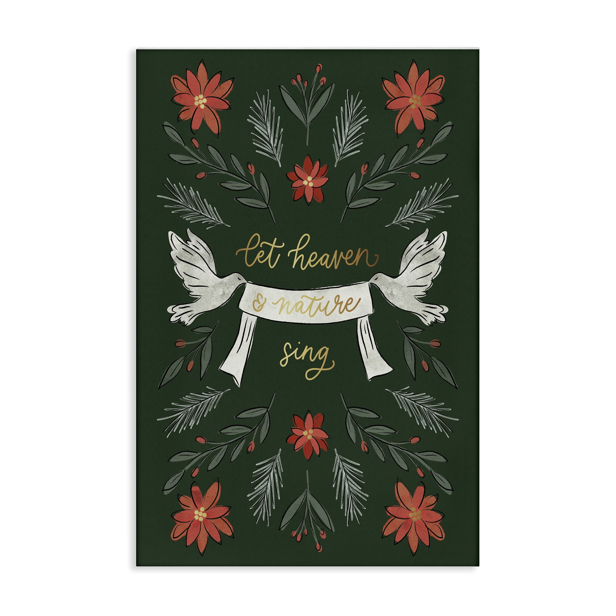 Stupell Industries Xmas Let Heaven Sing Holiday Painting Gallery Wrapped Canvas Art Prints Wall Art, 30 x 45