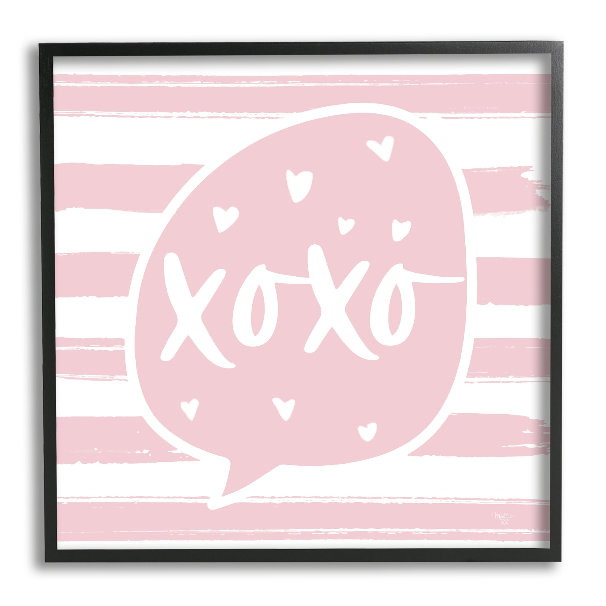 Stupell Industries Xoxo Speech Bubble Cute Striped Heart Pattern Graphic Art Black Framed Art Print Wall Art, Design by Mollie B.