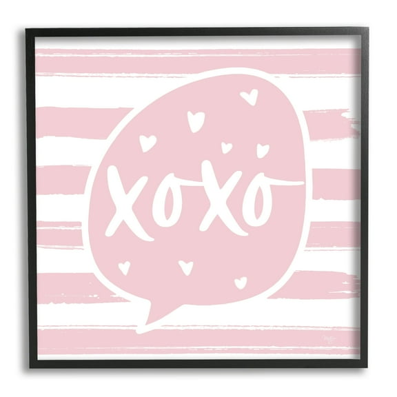 Stupell Industries Xoxo Speech Bubble Cute Striped Heart Pattern Graphic Art Black Framed Art Print Wall Art, Design by Mollie B.