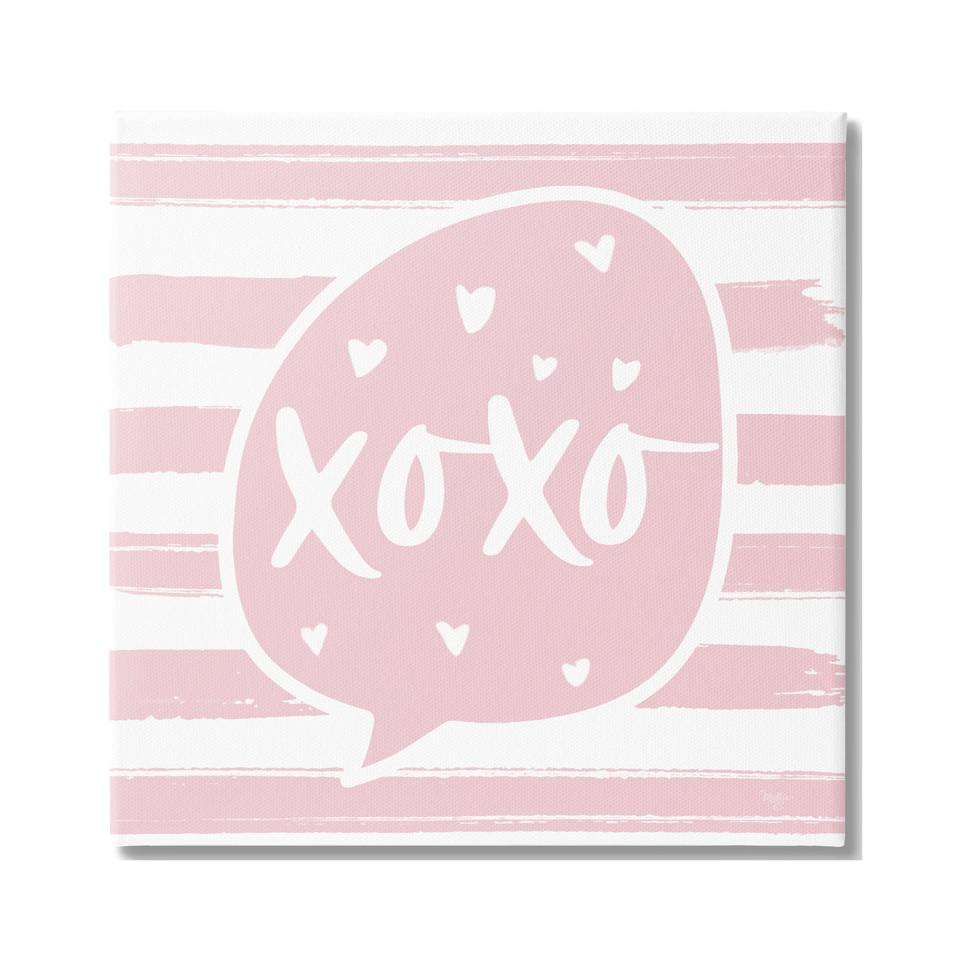 Stupell Industries Xoxo Speech Bubble Cute Striped Heart Pattern Graphic Art Gallery Wrapped Canvas Print Wall Art, Design by Mollie B.