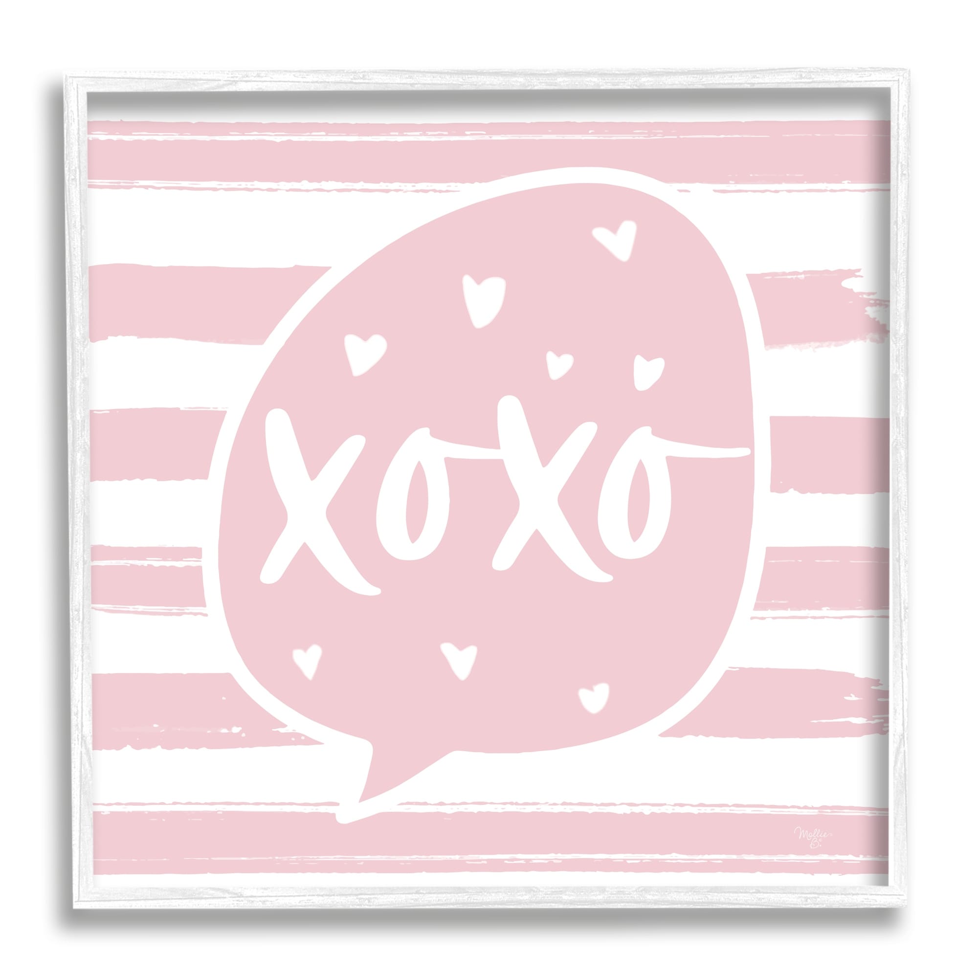 Stupell Industries Xoxo Speech Bubble Cute Striped Heart Pattern Graphic Art White Framed Art Print Wall Art, Design by Mollie B.