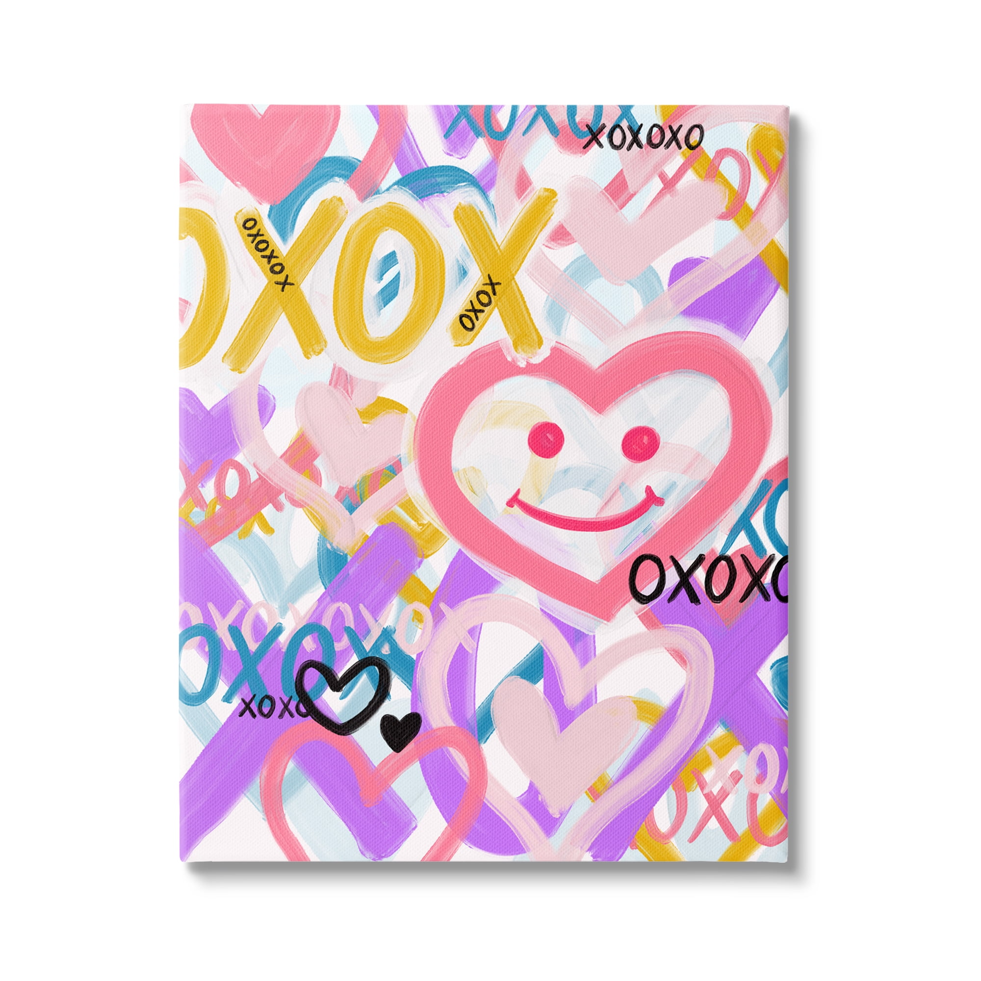 Stupell Industries Xoxo Urban Heart Shapes Abstract Painting Gallery Wrapped Canvas Art Print Wall Art, 16 x 20