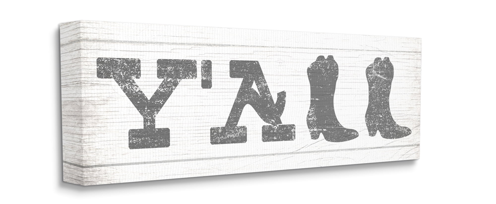Stupell Industries Y'all Phrase Rural Cowboy Boot Typography Canvas Wall Art, 20 x 48, Design by Daphne Polselli