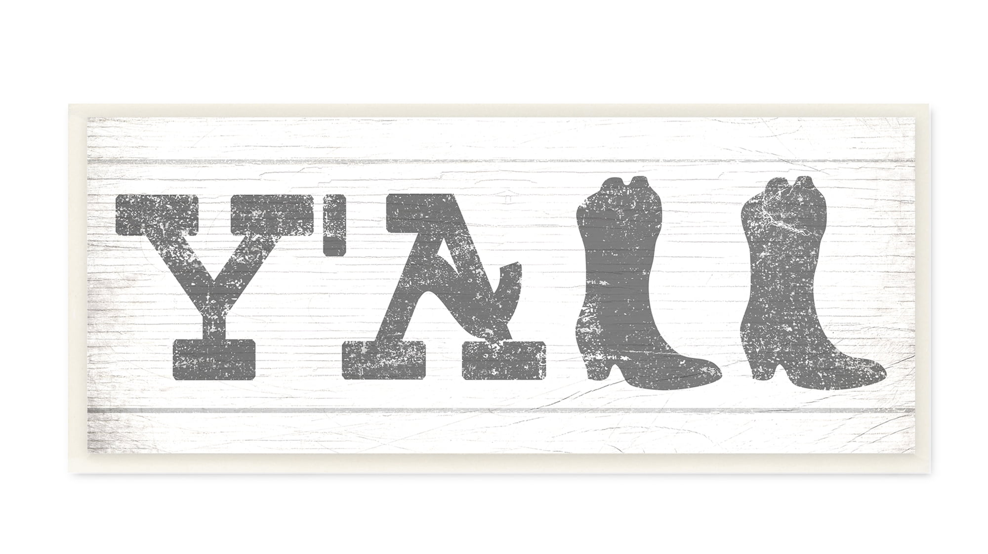 Stupell Industries Y'all Phrase Rural Cowboy Boot Typography Wall Plaque, 7 x 17, Design by Daphne Polselli