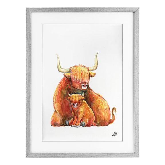 Stupell Industries Yakety Yak Cattle Gray Framed Print Under Glass, design by Marc Allante