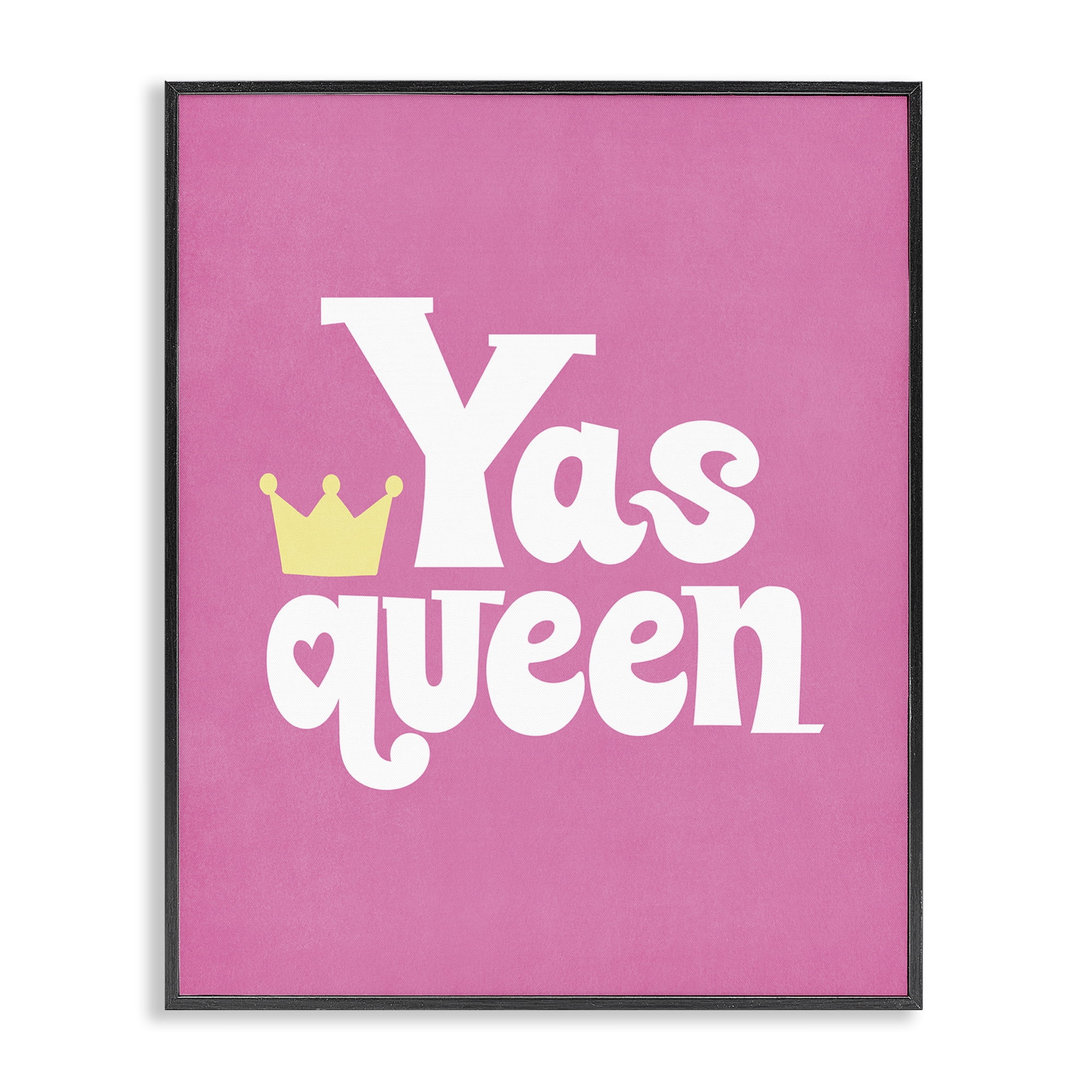 Stupell Industries Yas Queen with Crown Text & Numbers Painting Black Framed Art Print Wall Art, 16 x 20